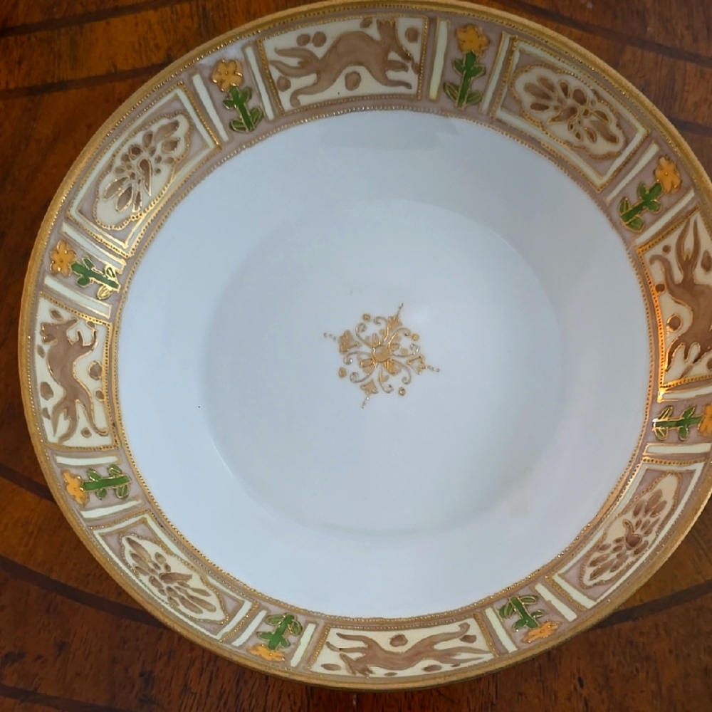 Elegant Gold and Green Decorative Bowl. Layered in 24kt gold trim